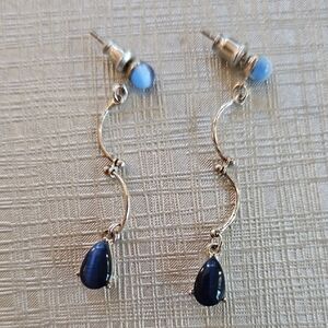 Silver and Blue Lapis Drop Earrings